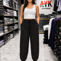 TURLU VİSKON CEPLİ PANTOLON